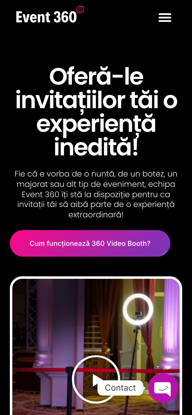 Preview mobil al website-ului Event360