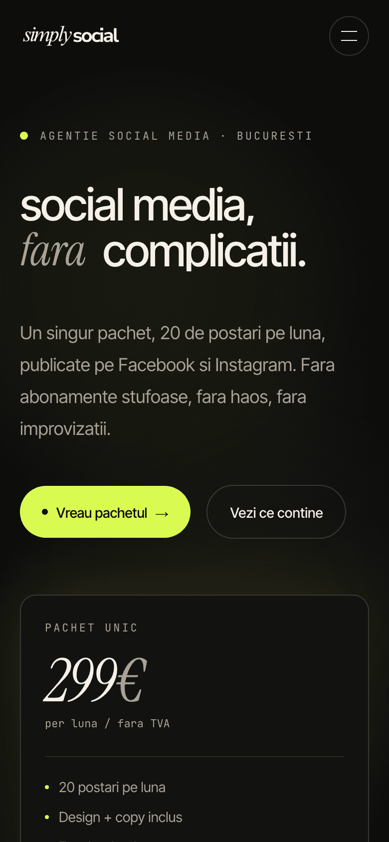 Preview mobil al website-ului Simply Social