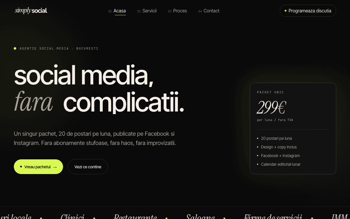 Preview al website-ului Simply Social